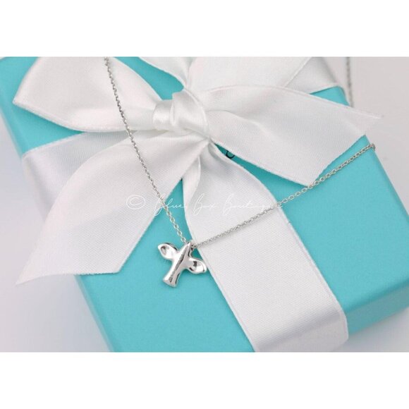 Tiffany & Co Elsa Peretti Mini Dove Bird Cross Pendant 16" Necklace Silver w/ Po - Picture 2 of 9